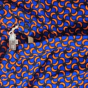 Stylish Women's Blue and Orange Patterned Top